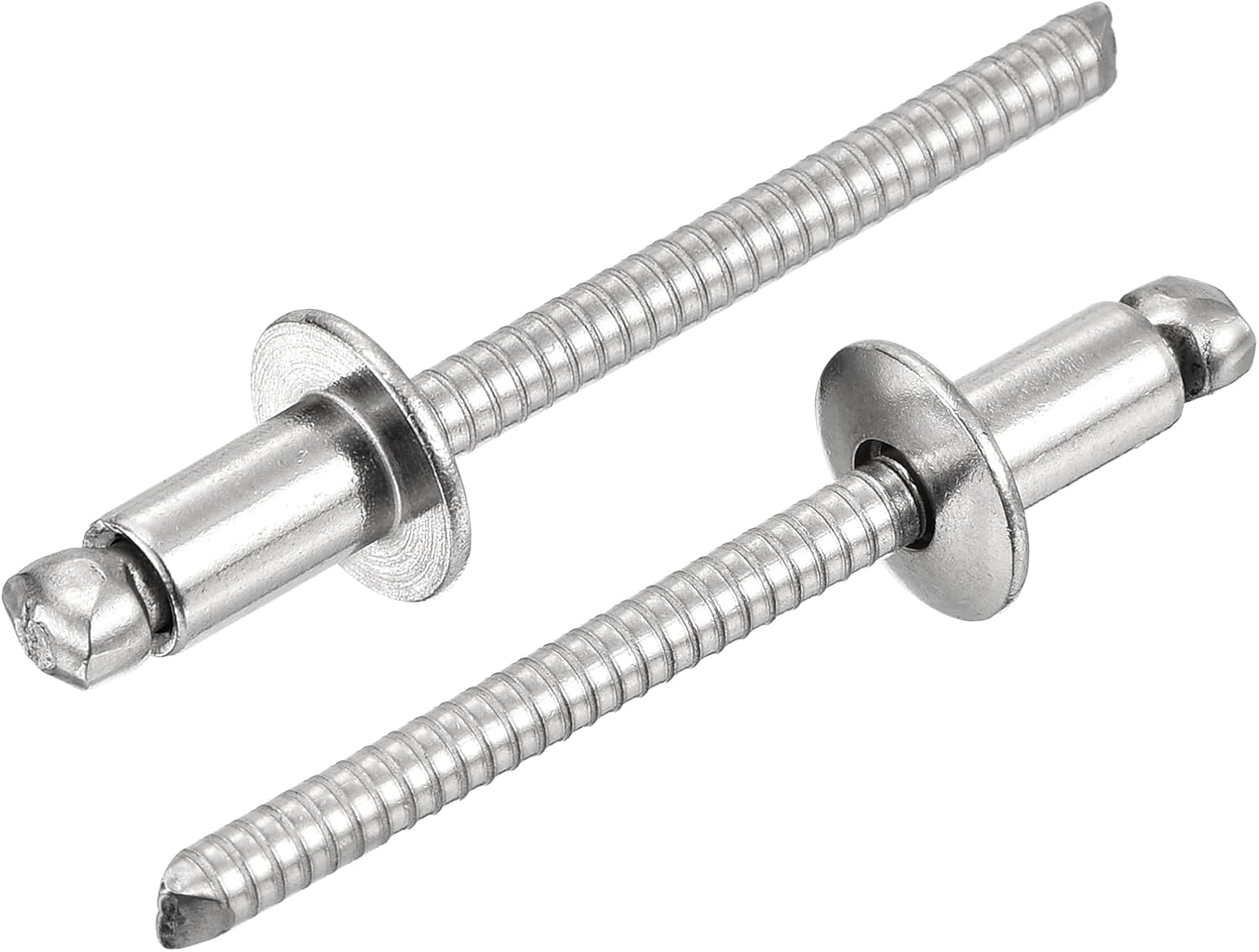 uxcell 50Pcs 1/4"x3/4" 304 Stainless Steel Dome-Head Blind Rivets, Open-End Type Blind Rivets for DIY, Sheet Metal, Automotive Repairs, Furniture, Boat, and Duct Work (Silver)