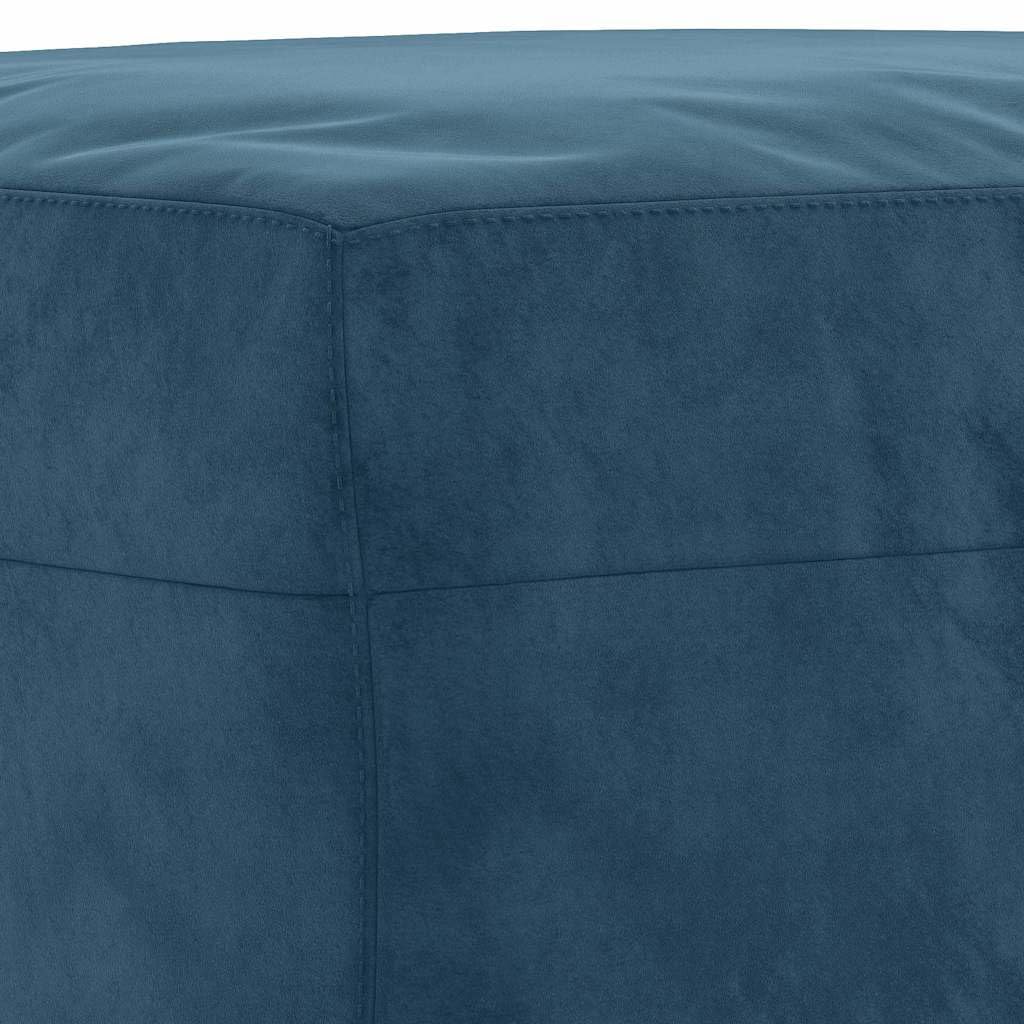 Divano 3 Pezzi Velluto Blu con Pouf | Struttura contropiastra e metallo, seduta imbottita, pouf multiuso, carico massimo 110 kg per sedile