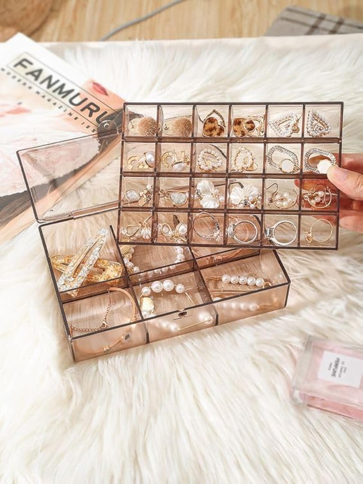 Portable 2 Layer Acrylic Jewelry Storage Box
