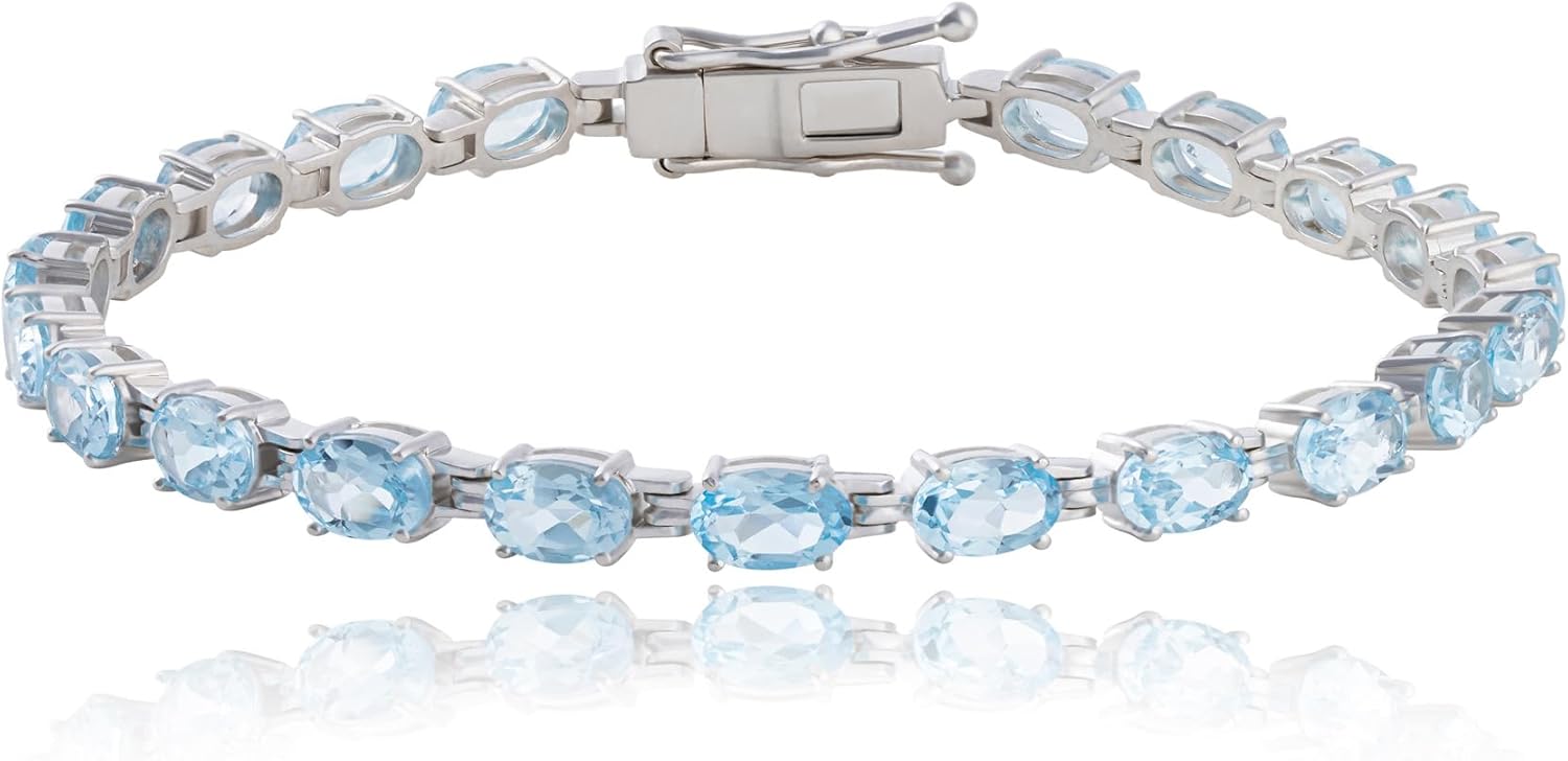MAX + STONE 925 Sterling Silver Tennis Birthstones Bracelet for Women
