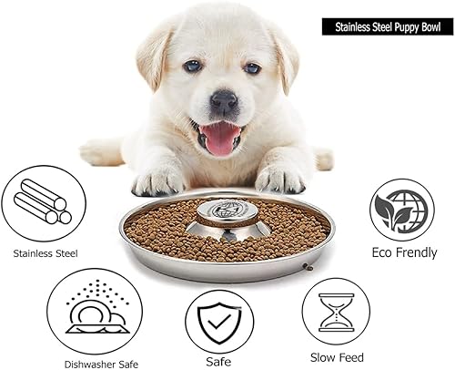 Miniatura 7 de Cuencos para cachorros para arena, 2 cuencos de comida para cachorros, cuencos de acero inoxidable para cachorros, cuenco de papilla para cachorros,