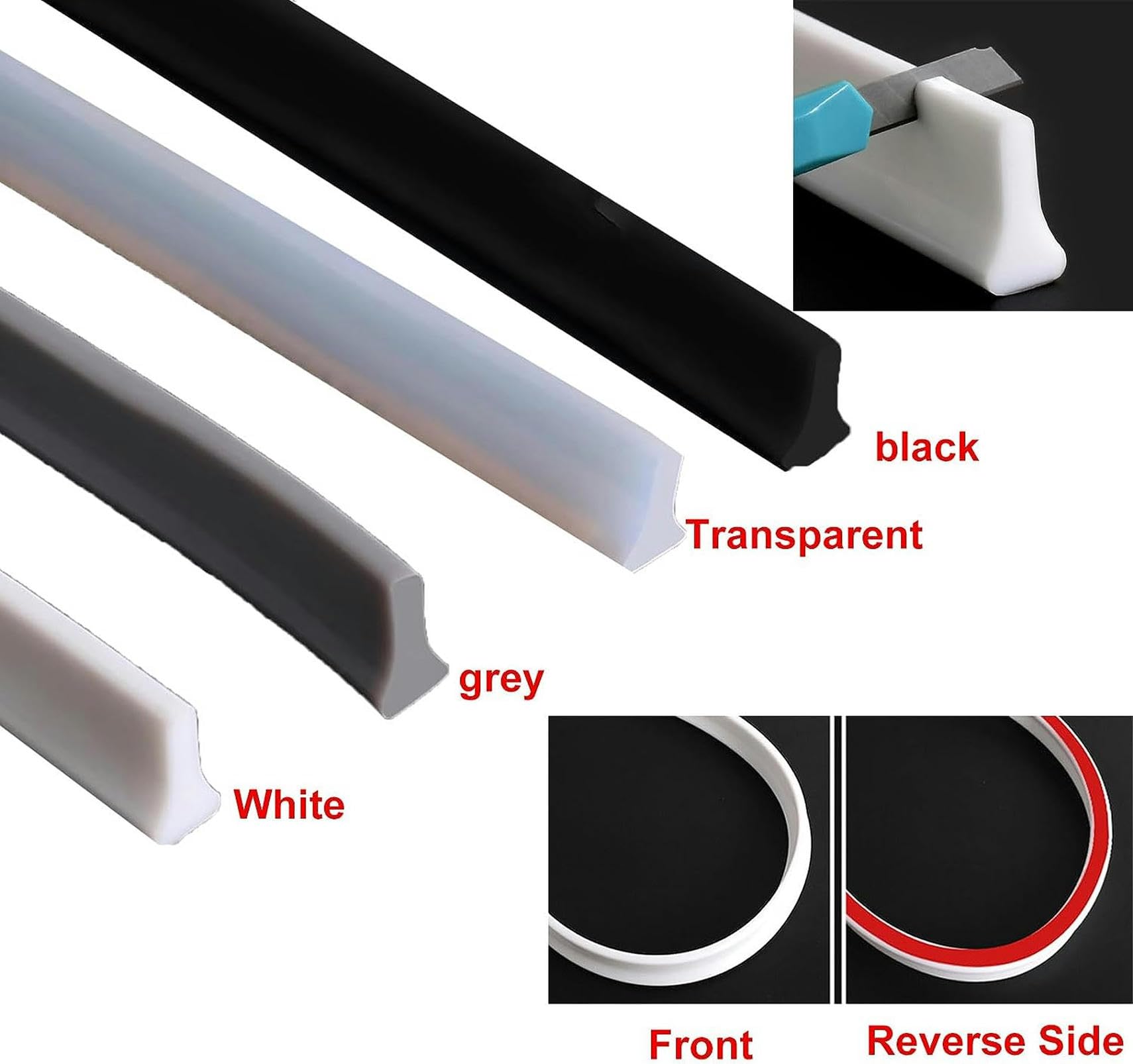 Barrera Autoadhesiva de Ducha y Bañeras sin Mamparas | Lamina de Goma de Silicona Vierteaguas Flexible, Umbral de Agua y Protector de Muebles de Baño