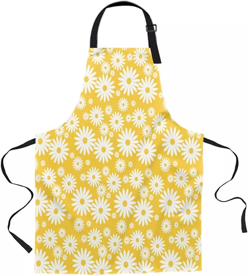 Fresh Daisy Flowers Printed Kitchen Cooking Baking Aprons Canvas Sleeveless for Women Man Kids Home