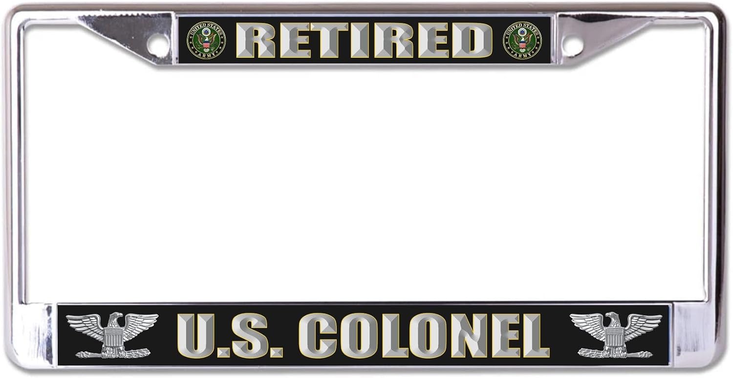 U.S. Army Retired Colonel Chrome License Plate Frame