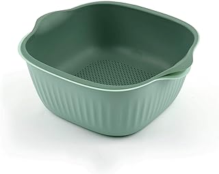 Colino 2 in 1 cestino di scarico in plastica quadrata da cucina Collapasta/colino con ciotola con manico a doppio strato Frutta rimovibile e filtro dell'acqua di pasta scolapasta plastica con manico