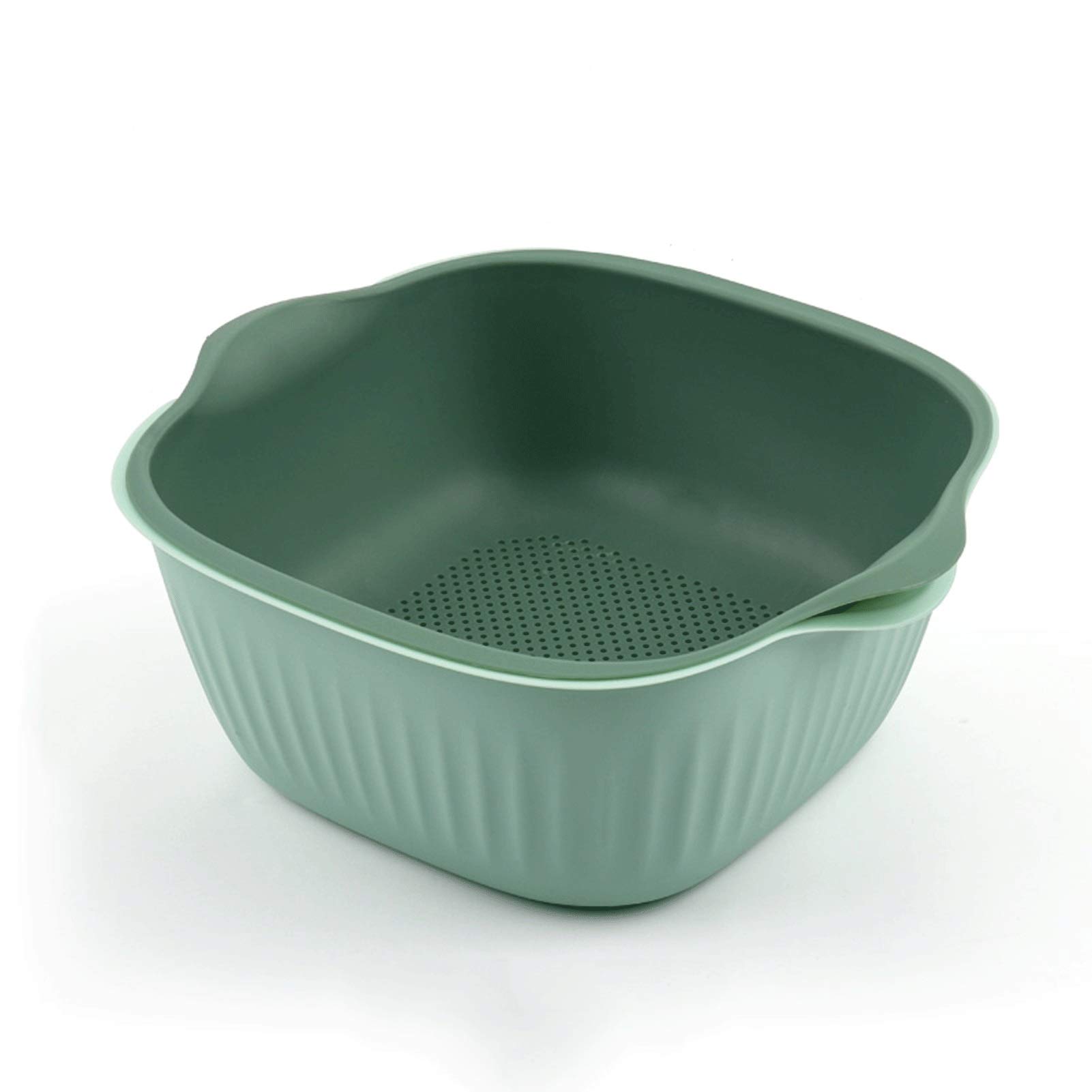 Cesta de colador 2 en 1 Cesta de Lavado de Lavado de plástico con tazón Doble de Cola Doble/Filtro for Lavar Frutas y Verduras en la Cocina (Azul) Cesta de colador de Cocina