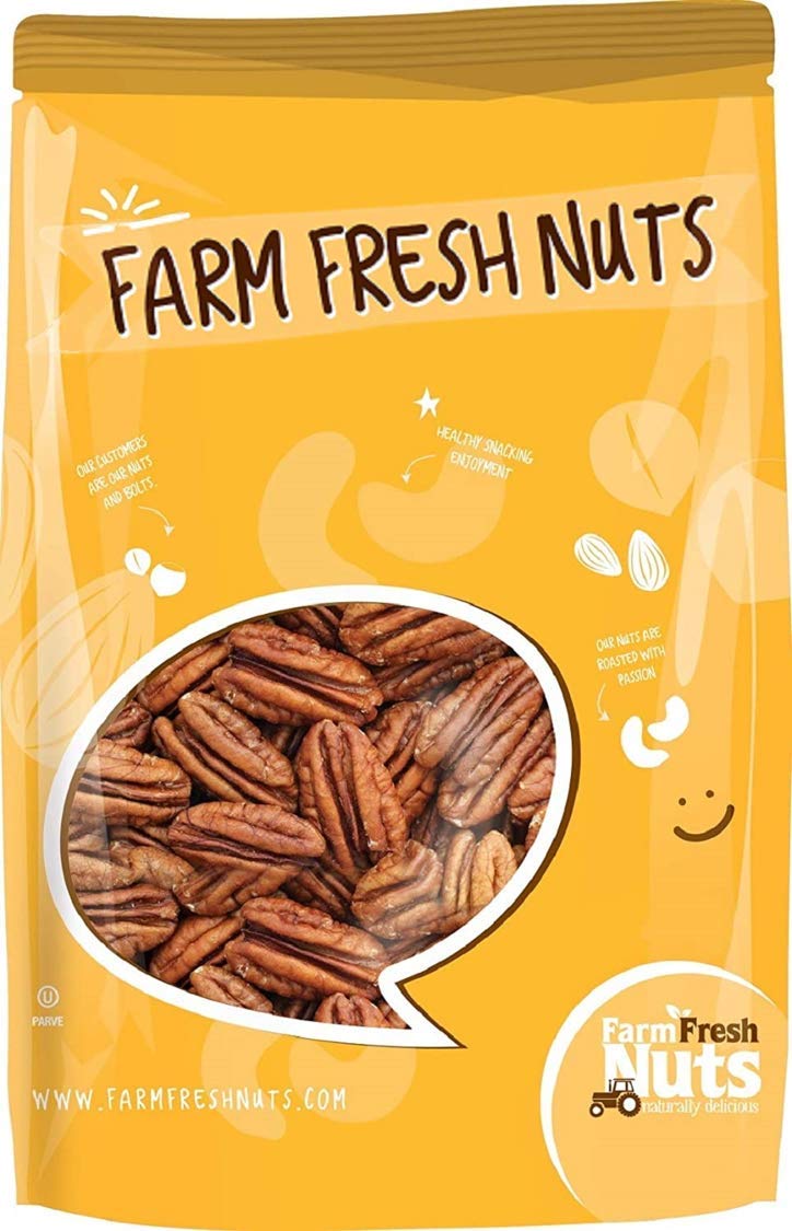 Whole, Shelled & Dry Roasted Georgia Pecans With Himalayan Salt (2 Lbs.) - Small Batch Roasted - Vegan & Keto Friendly - Healthy Southern Tastiness - Farm Fresh Nuts Brand