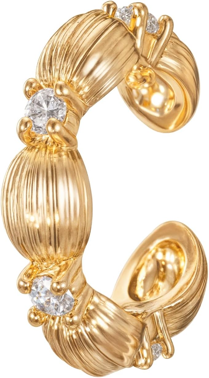 MEVECCO Ear Cuff Non Piercing 18K Gold Plated Ear Cuff Earring Sets Clip on Cartilage Turquoise Red Ruby CZ Heart Flower Fake Hoop Earrings Stack Women Gifts