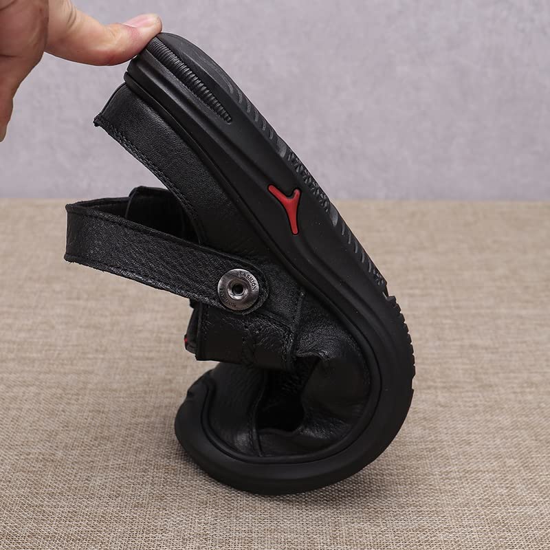 Men's Leather Sandals Beach Men Sandals Comfortable Male Sandals Outdoor Man Casual Shoes(40 Code)4