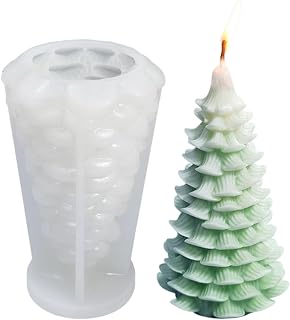 Christmas Tree Silicone Mold, 3D Christmas Candle Soap Epoxy Resin Fondant Chocolate Cake Decorating Molds for Christmas DIY Party Baking Resin Casting Wax Craft Xmas Home Clay Cake Decoration