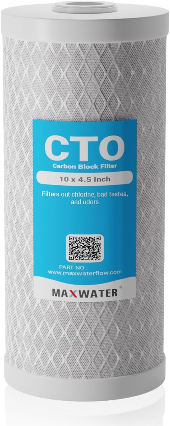 Max Water 10 x 4.5 Whole House Water Filter System Replacement CTO Cartridge | Premium Coconut Shell 5 Micron Activated Carbon | Compatible with FXHTC, FC15B WFHDC8001 CB-BB-10 EP-BB CTO10BB (1 Pack)