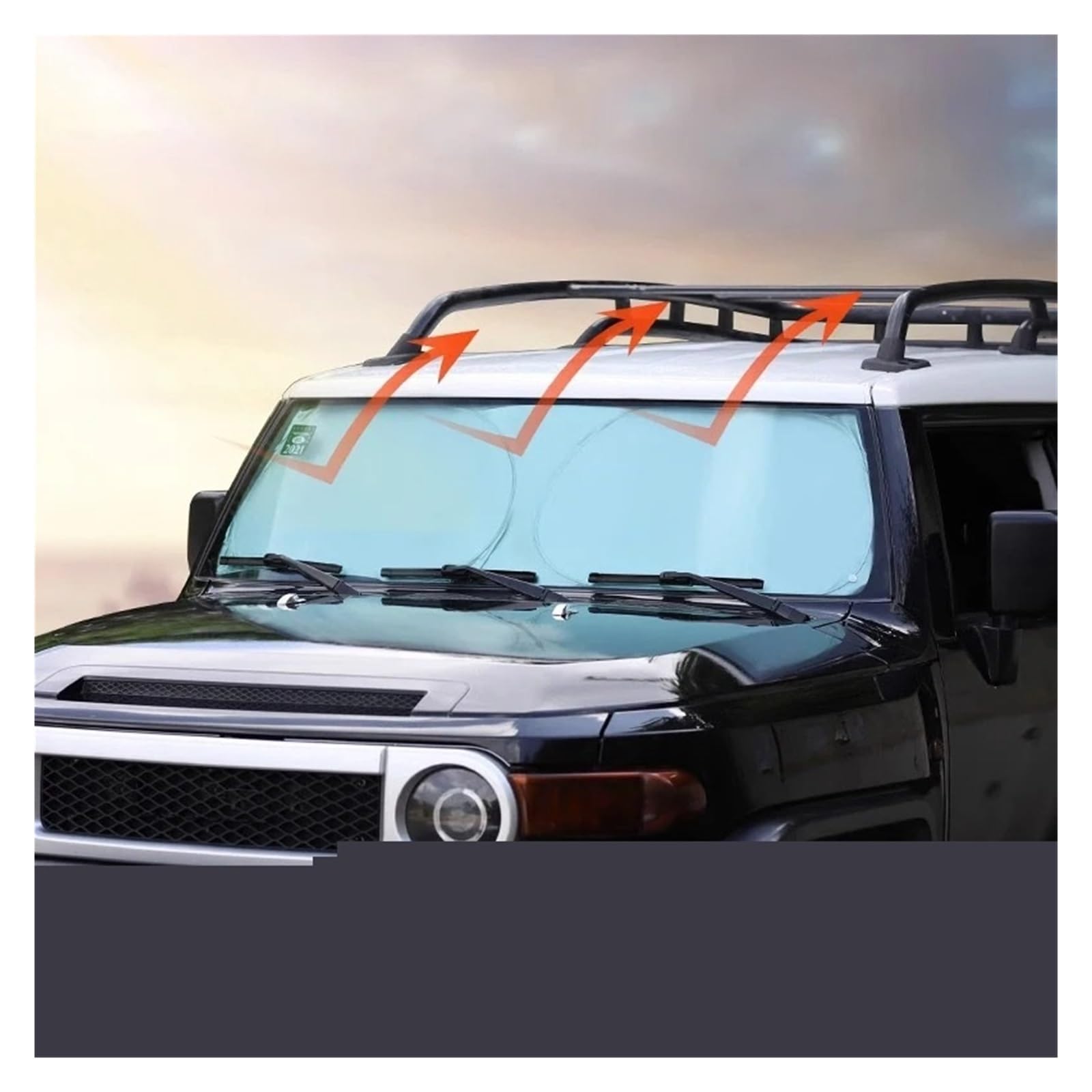 Per Toyota FJ Per Cruiser 2007-2023 Parasole In Vetro Spesso Con Borsa Portaoggetti Mantieni La Tua Fresca Universale Parabrezza Parasole Pieghevole