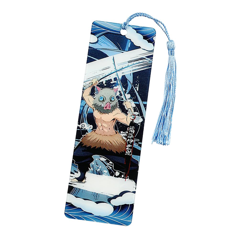 Demon Kamado Bookmark Page Mark, Anime Tanjiron Zenitsu Giyuu Kyoujurou Figure Reading Tool, Stationery Gifts for Reading Lovers Bookworm (Acrylic Style B)