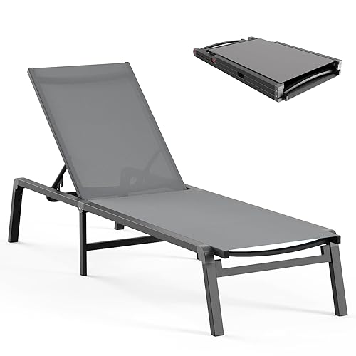 Aluminum Chaise Lounge Ourdoor - Foldable & Assemble Free Outdoor