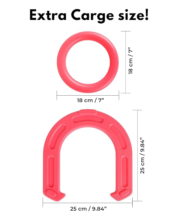 Giant Horseshoe Game Set for Adults and Family – 10" Oversized Lawn Toss Game with Jumbo Horseshoes, Rings, Stakes & Stands – Large Outdoor Yard Game for Backyard, Beach, Camping, Party Fun by CT SPORTS - Used condition - Image 2
