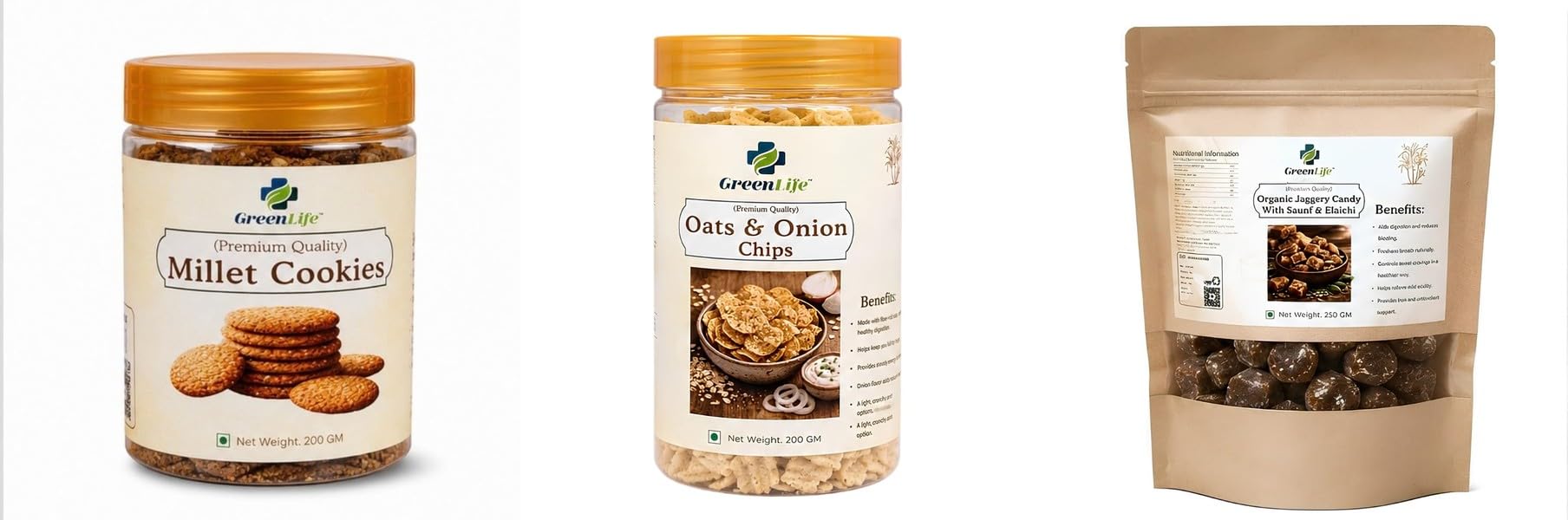 Millet Cookies | Baked Cookies | Tea Time | 200gOats & Onion Chips | Baked Oats | Crispy Onion Flavor Chips | 200gOrganic Jaggery Candy Ginger Mix 250g | Natural Desi Gur Ginger Candy |-image-20