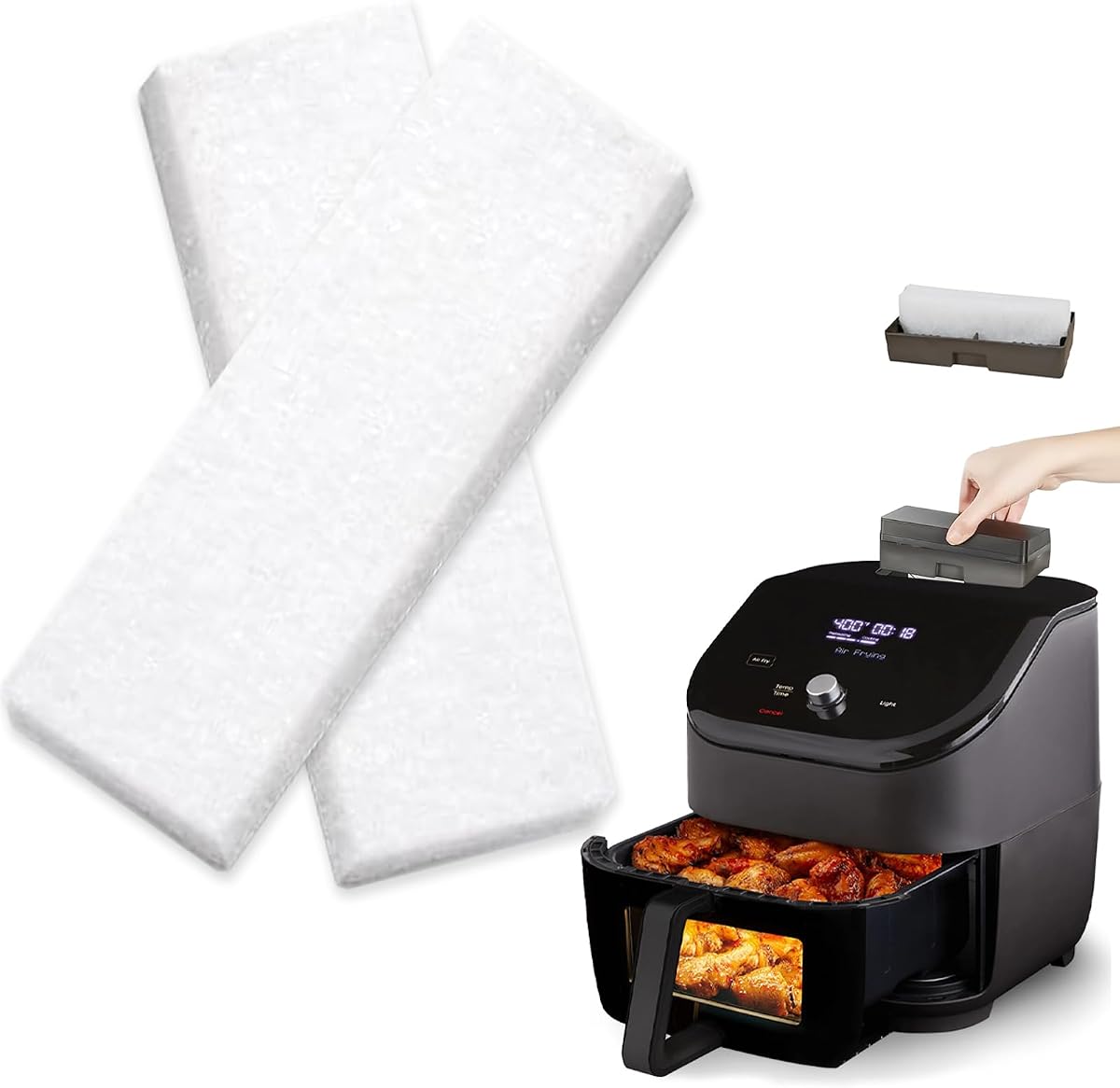 12 Pcs Air Fryer Filters Compatible with Instant Vortex Plus 6 Quart Air Fryer Replacement Filters Air Fryer Accessories Effective at Removing Odors Filters for Air Fryer(White)