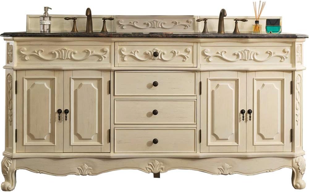 72 in. Bathroom Double Vanity in Antique White Finish 497959