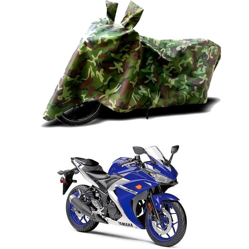 Image of 100% Water Resistant Full Bike Scooty Two Wheeler Body Cover Compatible for Yamaha R3 /UV-Rays /Heat Protection /Birds Dropping /Scratchproof /Dust Proof /Waterproof /All Varients[Green MJ]