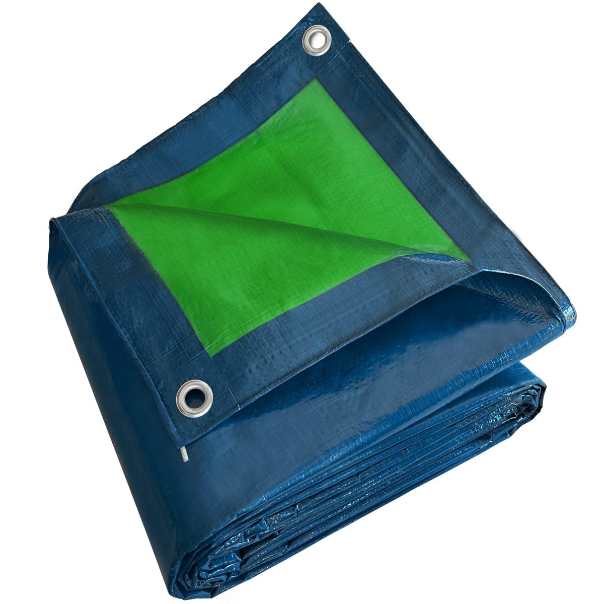 Lona Impermeable 5x8 m - TECPLAST - SR150MU - Azul y Verde Lona Exterior con Ojales - Anti Rayos UV