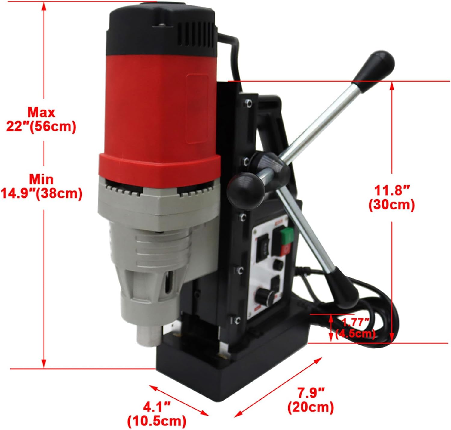 INTSUPERMAI Portable Multi-functional Magnetic Drill Magnetic Drill Press Machine Electric Portable Bench Drilling Machine Magnetic Force Magnetic Drilling System 110V 1400W