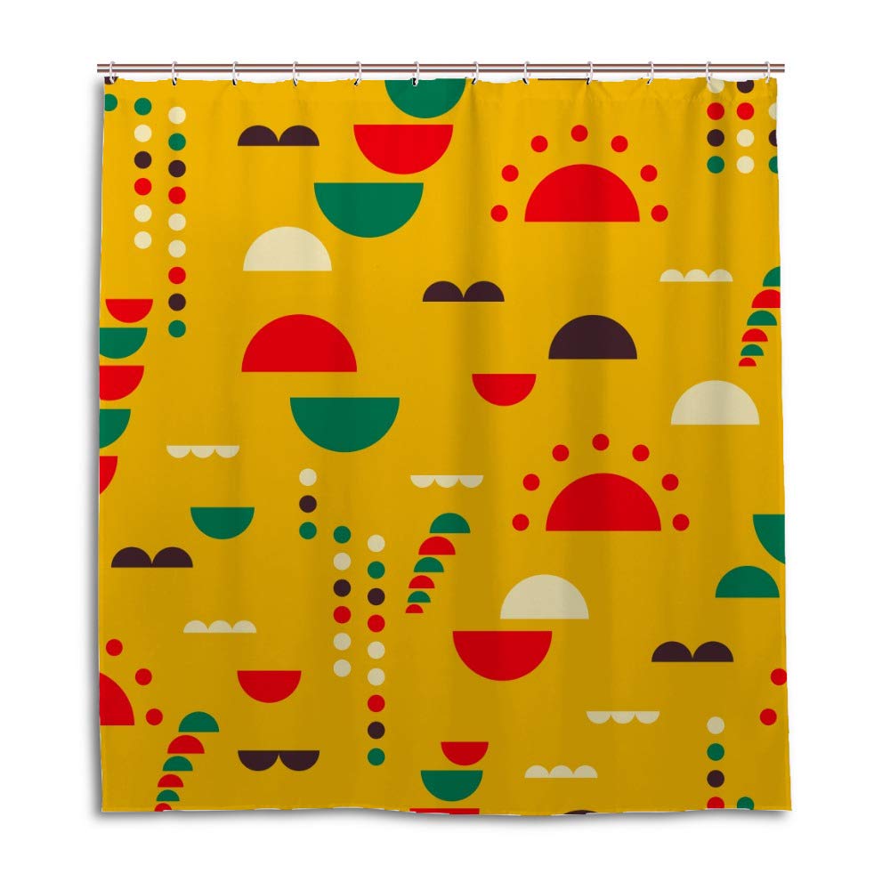 Rideau de douche imperméable anti-moisissure à motif cercles 66x72