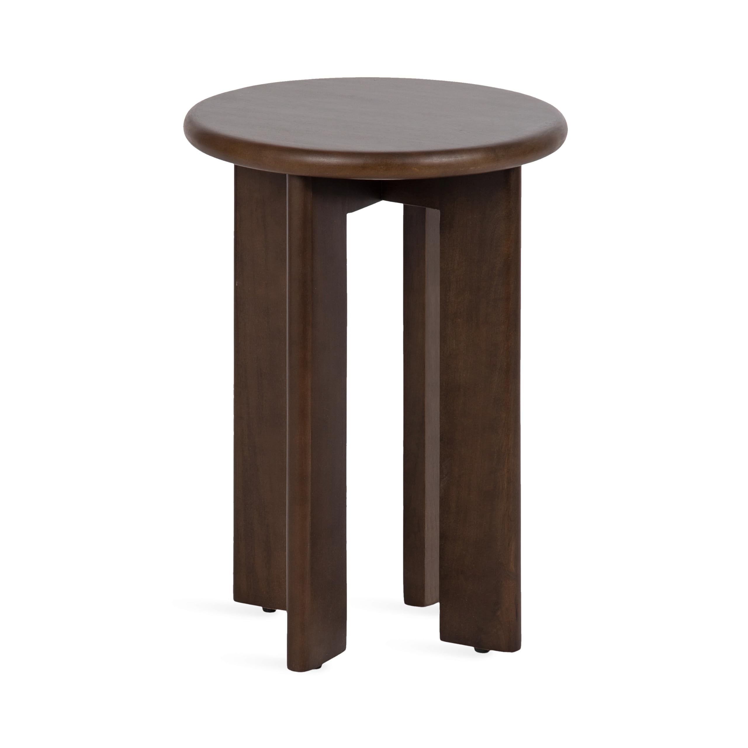 Kate and Laurel Seebeck Modern Wooden Round Side Table; 14 x 14 x 20; Dark Brown; Transitional Wood End Table for Use as Bedroom Nightstand or Living