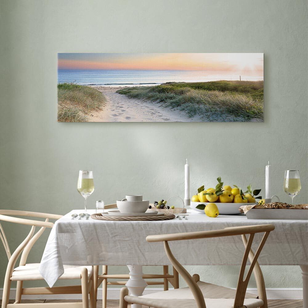 decomonkey Impression sur Toile structurée Plage Mer 150x50 1 Pièce