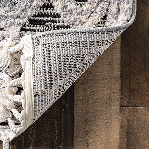 Nuloom Ansley Moroccan Lattice Tassel Area Rug, 7' 10" X 10' 10", Grey #TOP3