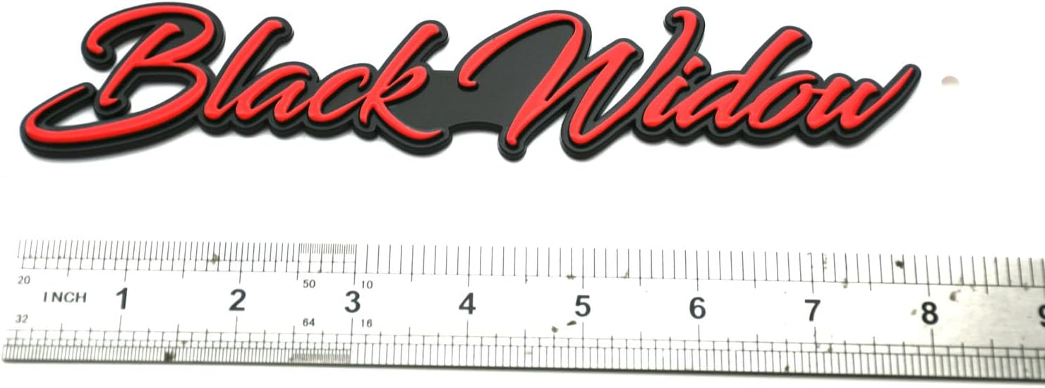 1pc Custom Black Widow Decal Stickers Nameplate Emblems 3D Badge for Toolboxes, Garage, Universal Cars (Black Red)