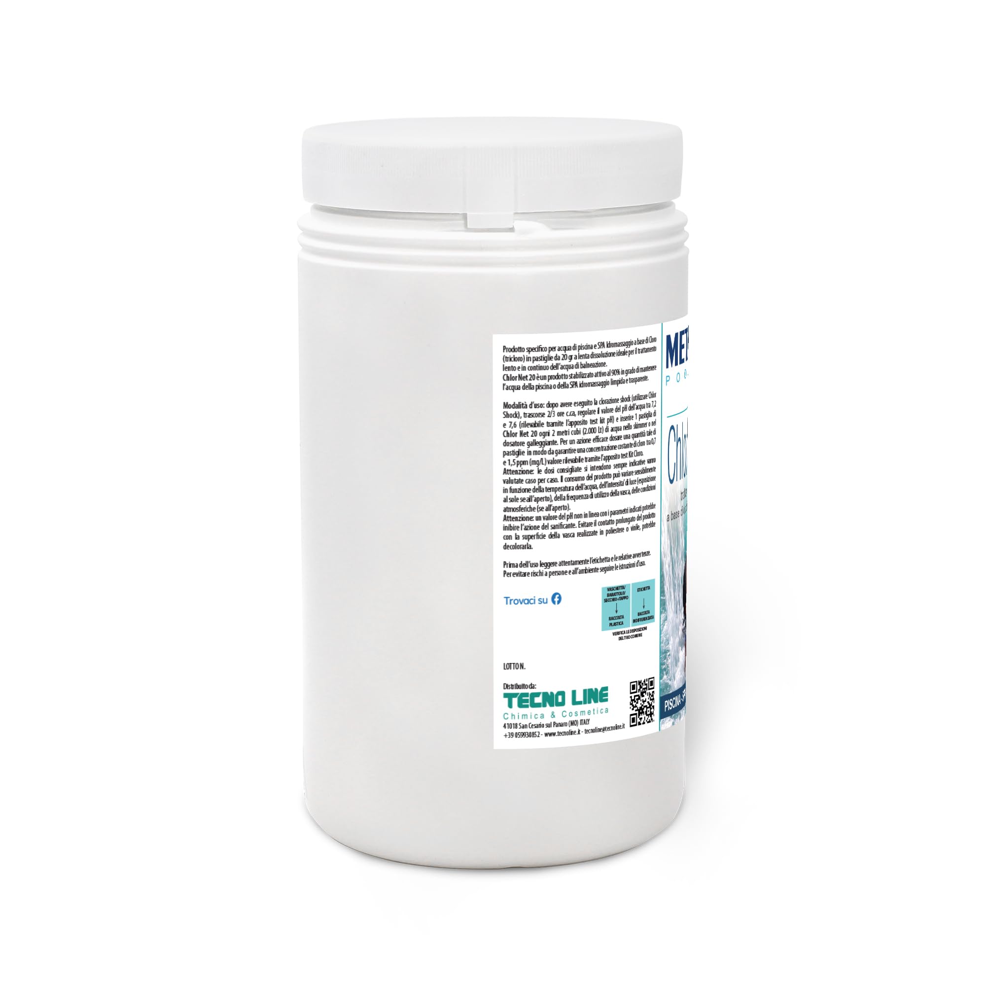 Metacril Chlor Net 20 + Distributeur Flottant, pastilles de Chlore 20 g, pour Piscine et Bain à remous - 1 KG