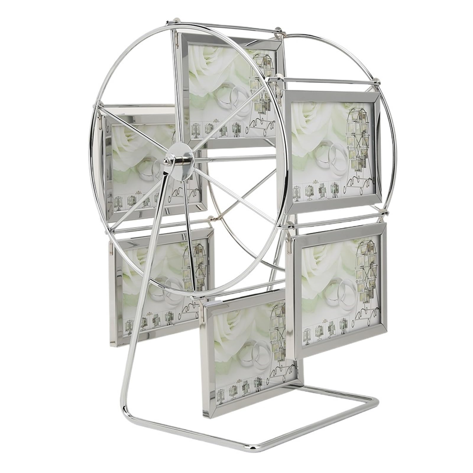 Rotating Picture Frame Metal Rotating Wheel Picture Photo Frame Wedding Photography Studio Decor For 5x3.5in Display