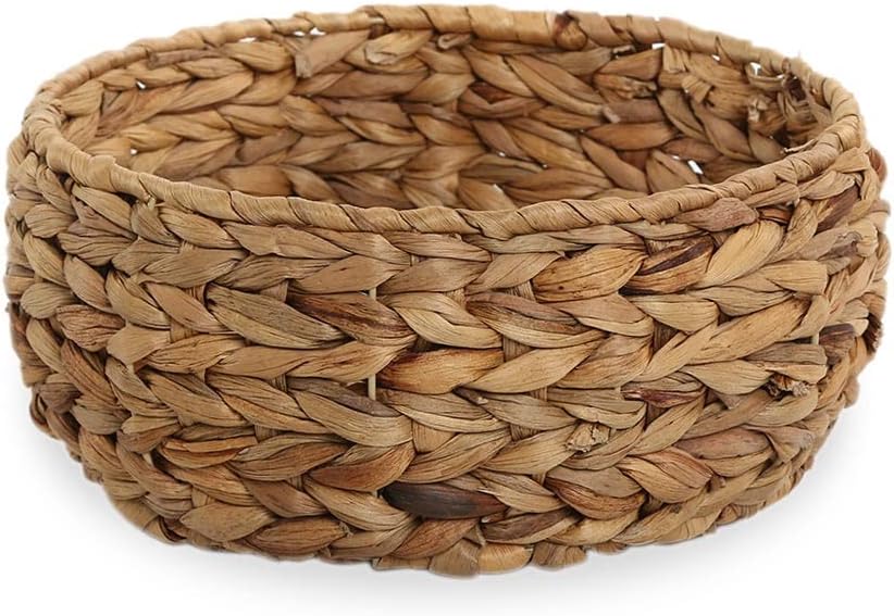 Homes r us Water Hyacinth Round Basket, Natural – Large-5108012018824