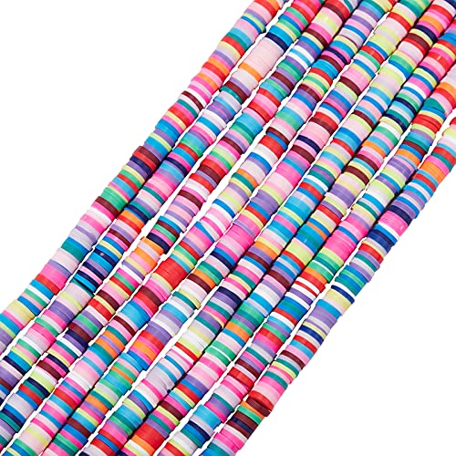 SHEGRACE Polymère Clay Perles Fabrication Bijoux Perles 6mm 10 Brins Coloré DIY Jewellery-Making Convient aux Bracelets/Colliers/Bracelets de Cheville