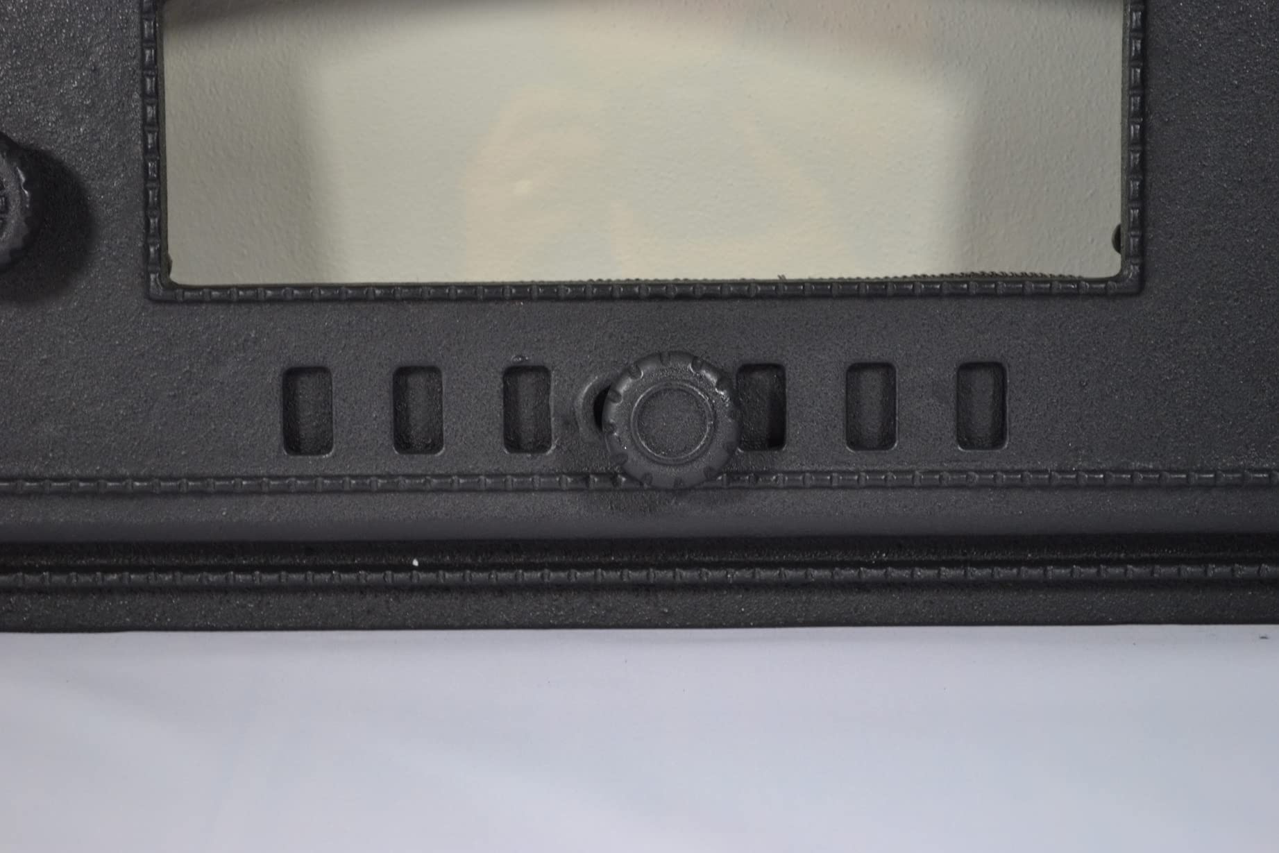 SEZAM Backofentür aus Gusseisen mit hitzebeständiger Glasscheibe 48,5 x 6,5 x 27,5 cm halbrund schwarz