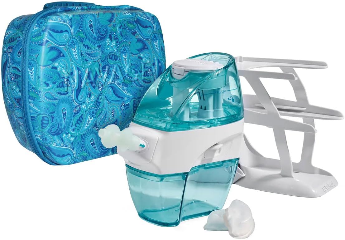 Navage Essentials Bundle - Navage Nasal Irrigation System - Adult Nasal Cleaner with 1 Nose Cleaner, 30 SaltPods, Countertop Caddy and Paisley Travel Case