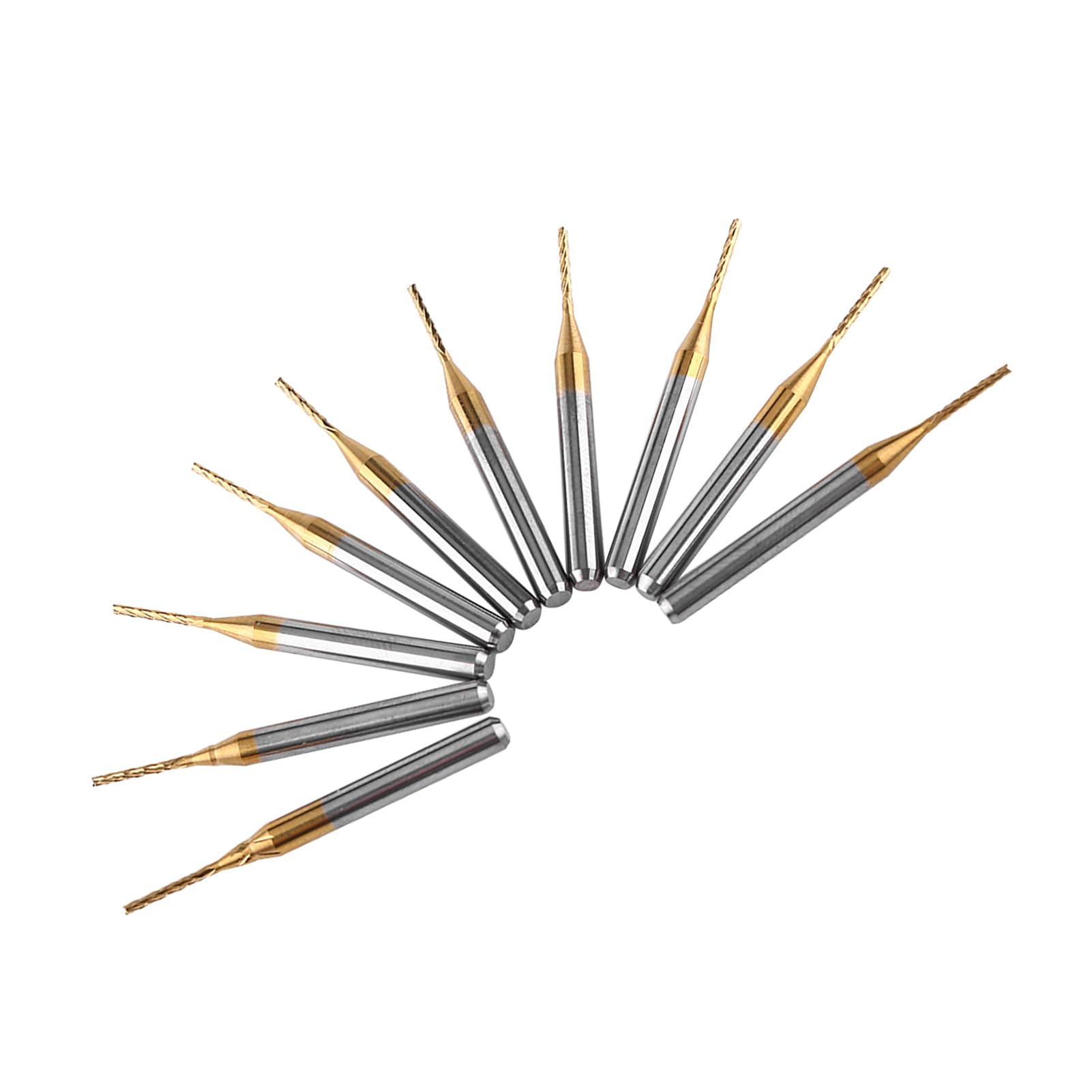 10 Pièces Fraise en Bout 3.175mm X 1mm Revêtement en Titane Fraise en Bout de Carbure de Tungstène Mèches de Gravure Fraise pour Circuits Imprimés, Métal, Plastiques