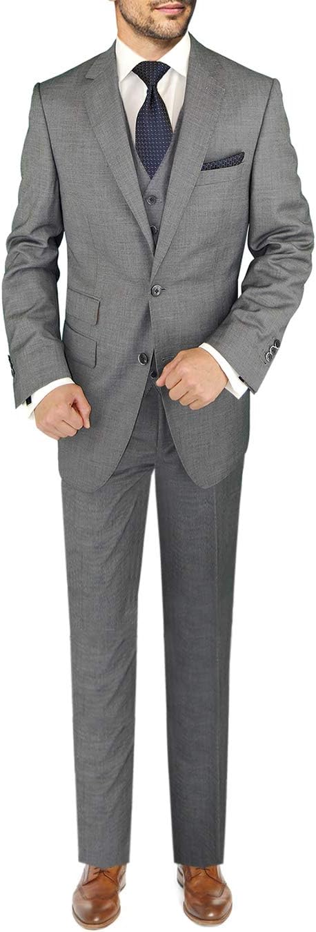 DTI BB Signature Italian Wool Vested Men's Suit 3 Piece Jacket Slacks Waistcoat