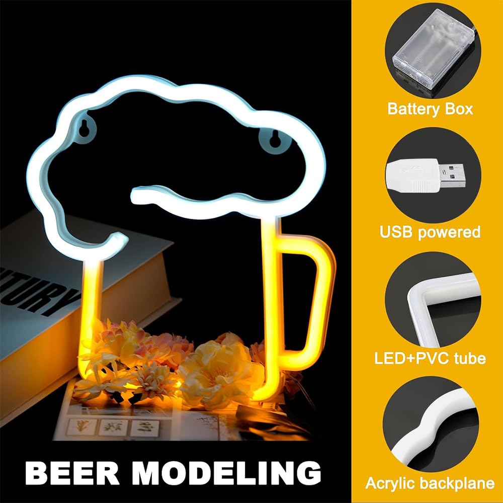 Birra Applausi Insegna Al Neon Birra Arte Applique Da Parete Luci