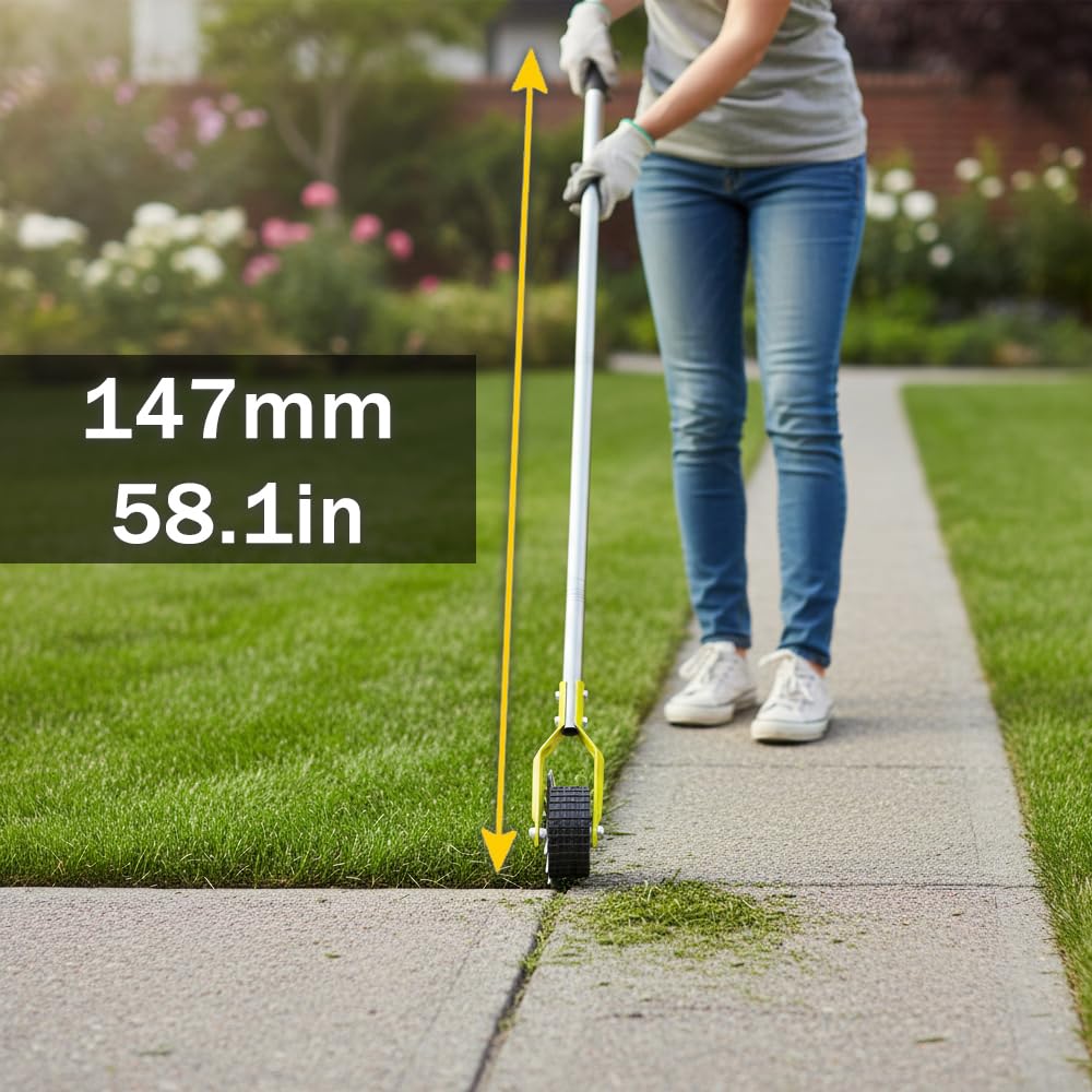 Herramienta manual de 58 pulgadas, bordeadora giratoria con mango ajustable de acero inoxidable de 4 secciones y agarre acolchado, resistente al óxido para acera, entrada, jardín