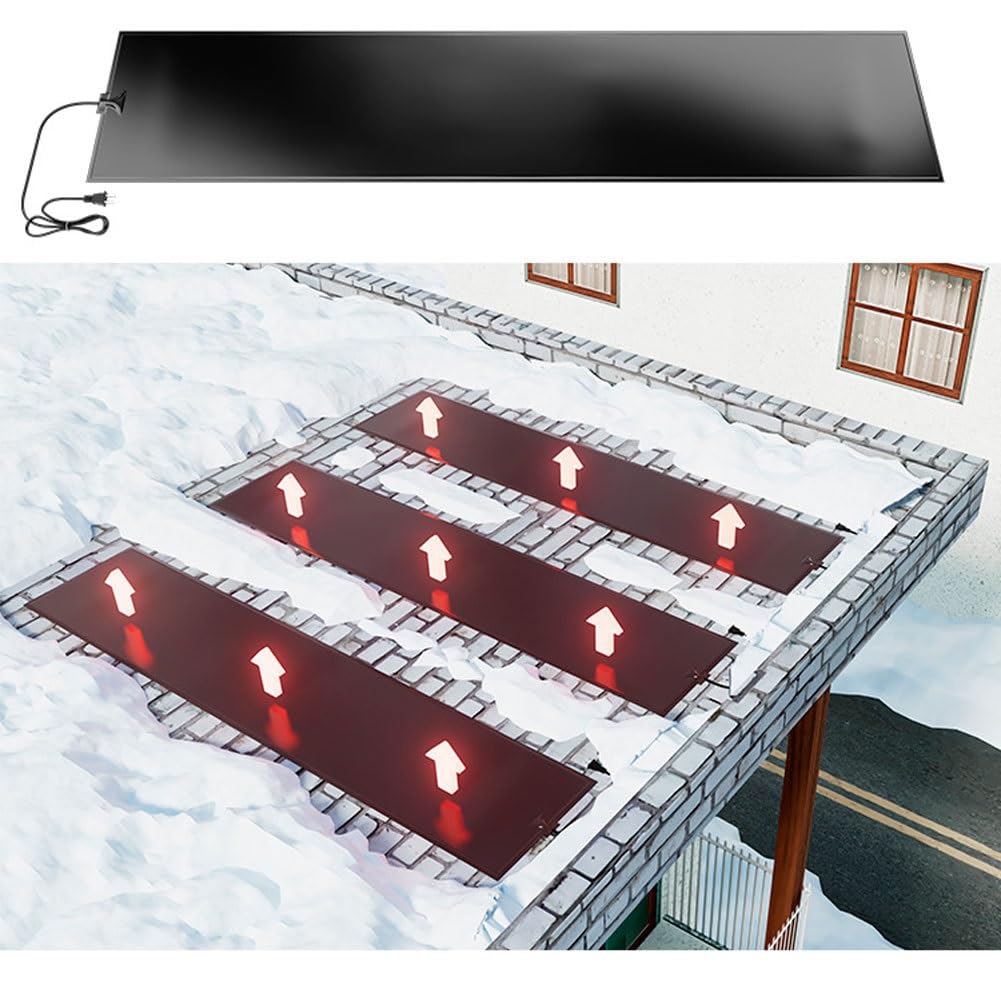 Entrée Chauffante Tapis De Fusion De Neige, Tapis De Chauffage D'escalier Non Glissant, Tapis Chauffant en Caoutchouc Antidérapant, pour Le Déneigement(1pc,25.4x90cm/10x35.4in)