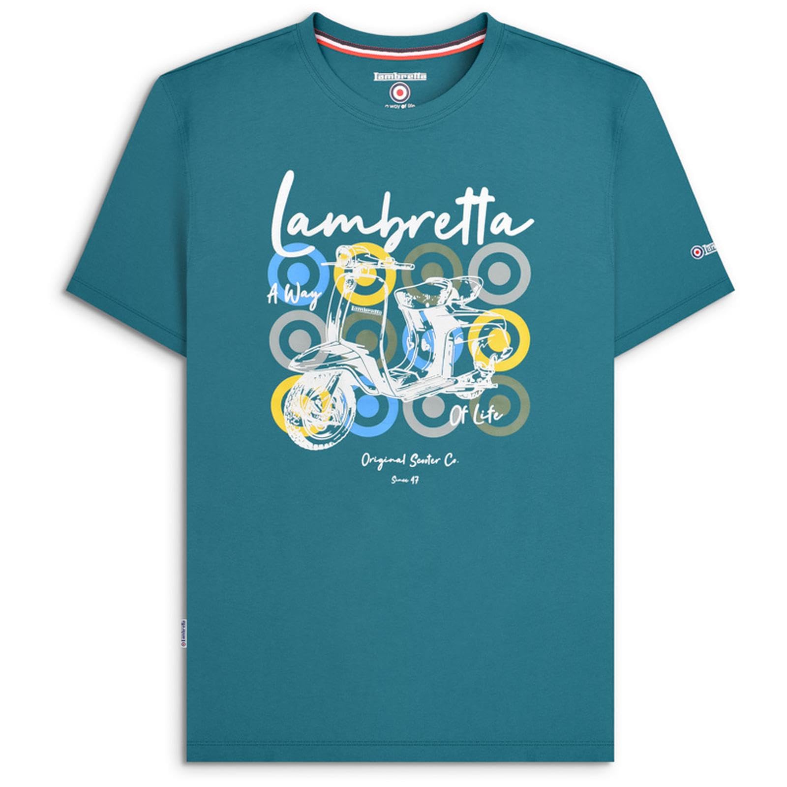 Lambretta Mens Scooter Brand Short Sleeve T-Shirt - Gulf Coast - L