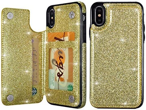 UEEBAI Case for iPhone XR, Luxury PU Leather Case with [Two Magnetic Clasp] [Card Slots] Stand Function Durable Shockproof Soft TPU Case Back Wallet Cover for iPhone XR - White