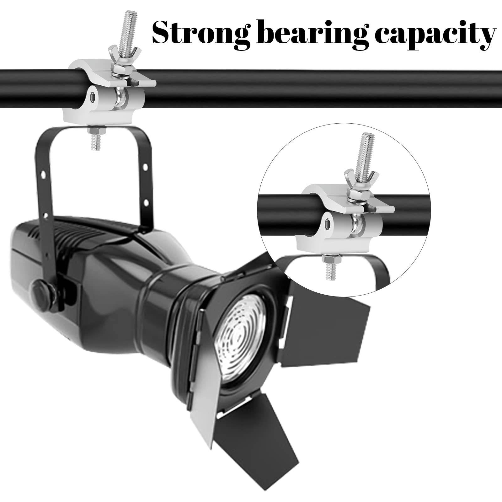 2 Pcs Morsetto per Luci DJ da Palco 38-54mm, O-Clamp Morsetto a Gancio in Lega di Alluminio, Montare Morsetti Mezzo Accoppiatore con Dadi Ad Alette, Morsetto da Palcoscenico per Luci, Carico 150kg