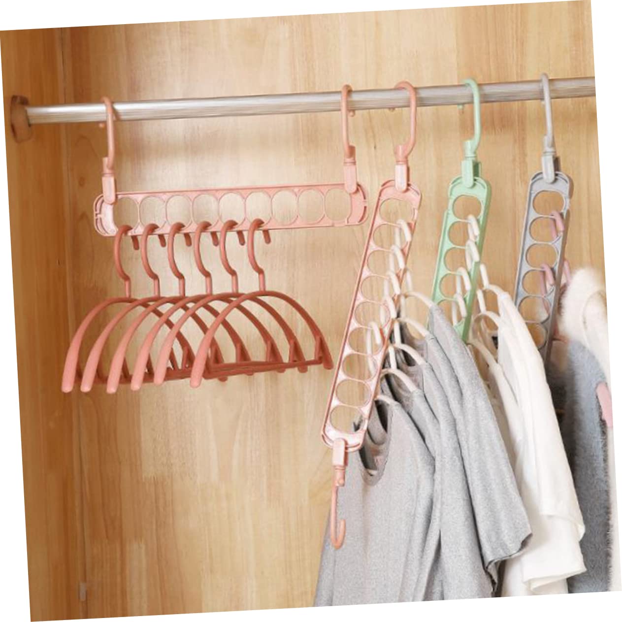 Ciieeo 5 Pack 9 Hole Hanger Rack Closet Storage Hanger for Coat Clothes Drying Rack Organizer for Home (Grey)