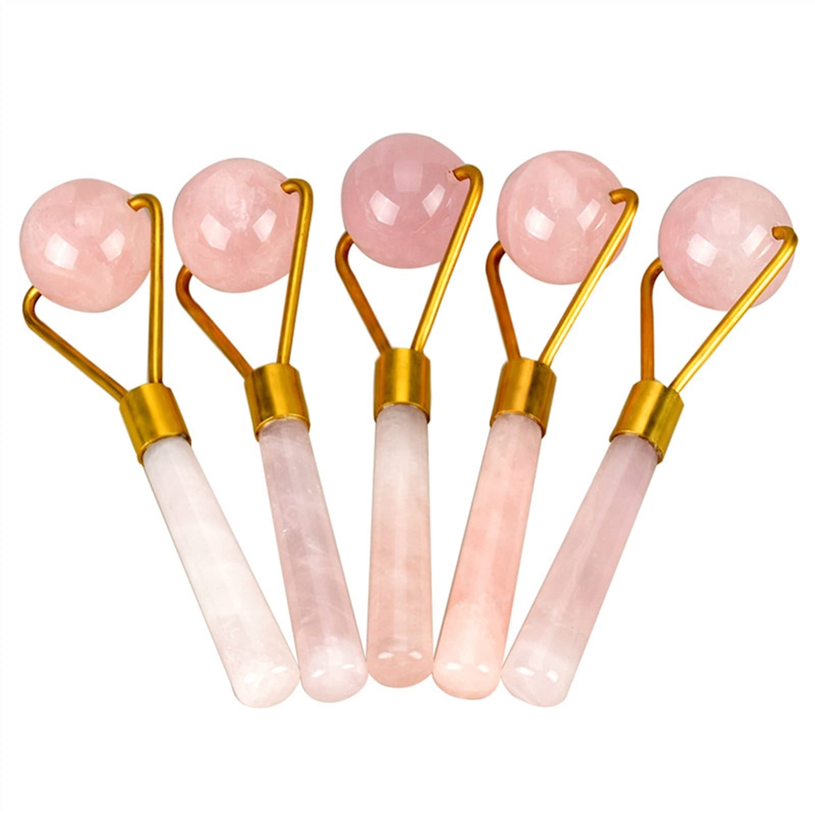 Bola de Masaje Rodillo de Jade GuaSha Raspado Herramienta de Estiramiento Facial Piedra de energía de Cristal Rosa Masajeador Corporal for Relajarse en la Espalda 1 Uds.