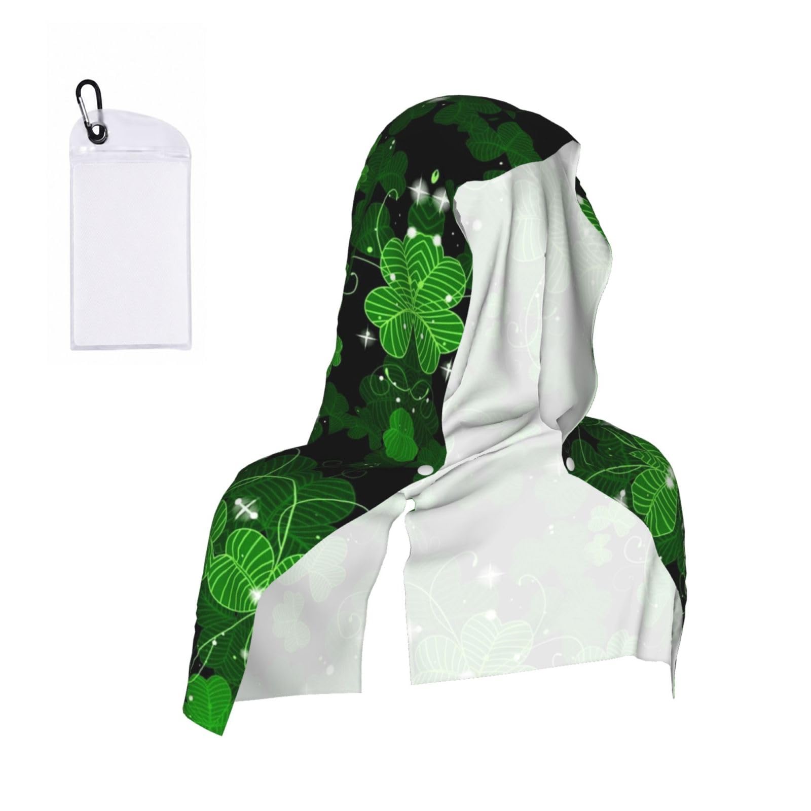 EZDLOWVBA St Patricks Day Leaves Print 2 Pack Cooling Hoodie Towels,Sports Headscarf, Neck Wrap Scarf,Breathable Cooling Towel For Neck And Face, Travel, Swimming, Training