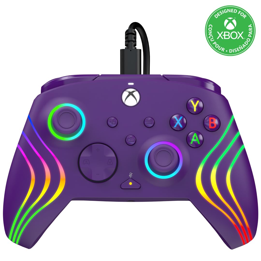controller xbox cavo afterglow wave viola regolabile