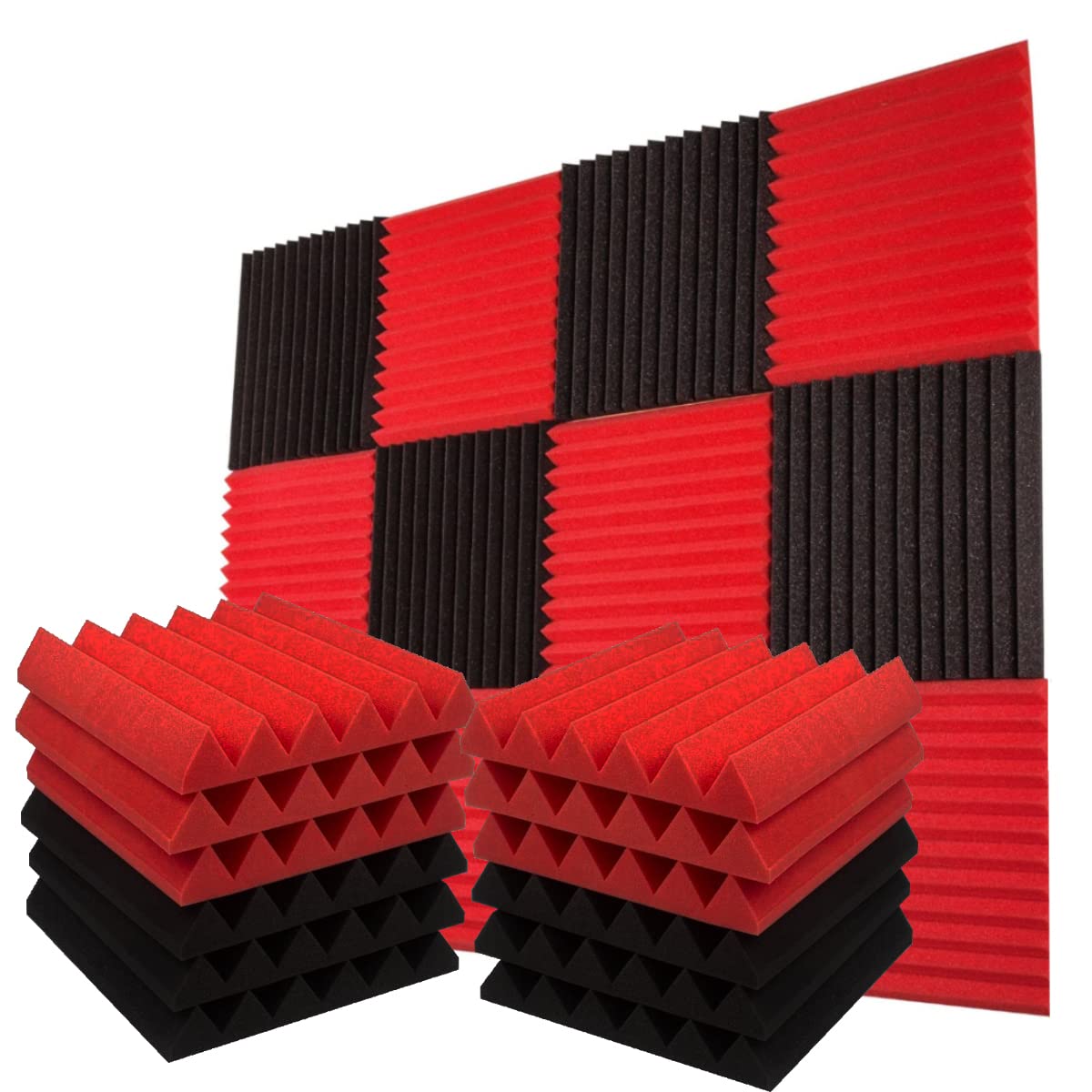DEVICE OF URBAN INFOTECH 24Pack Acoustic Sound Proof Foam Panels, Noise Reduce Echo Tiles Sound Absorbing Damping Acoustic Foam Treatment for home Studio Gaming Studio Audio Recording Room-12"x12"x2"