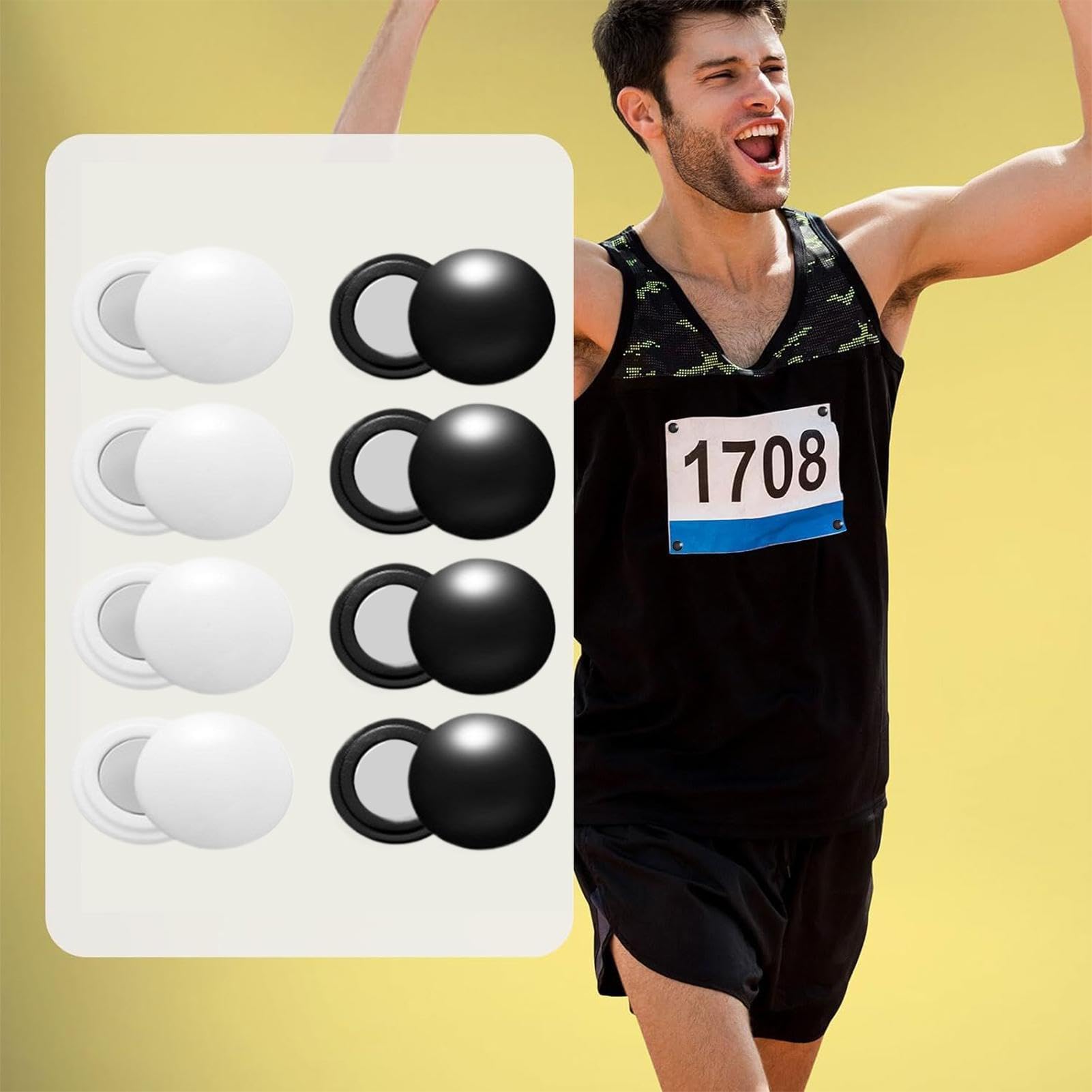 8 Paires D'aimants Pour Dossards De Course – Fixation Sans épingle, Haute Adhérence, Avec Pochette Velours – Marathon, Trail